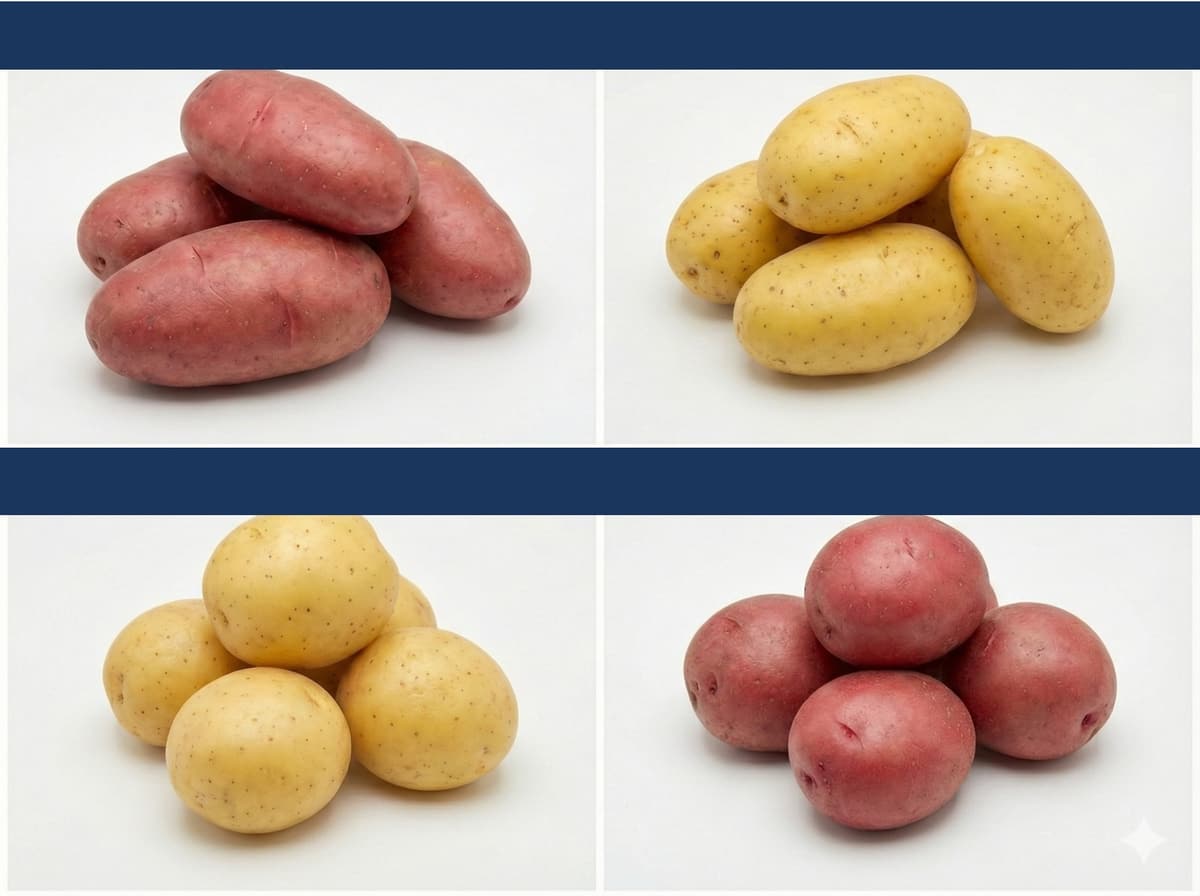 Illustration of four potato varieties